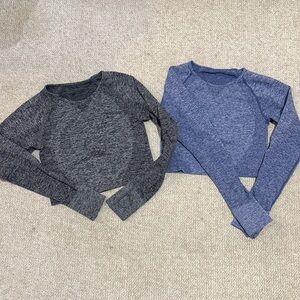 Women's Heathered Gray and Blue Athletic shirts